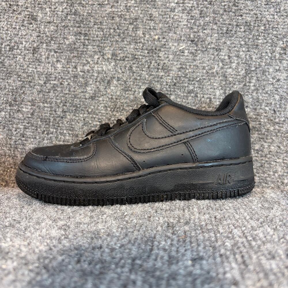 Nike Air Force 1 Low Triple Black Youth Kids Leather Sneakers Size 2Y